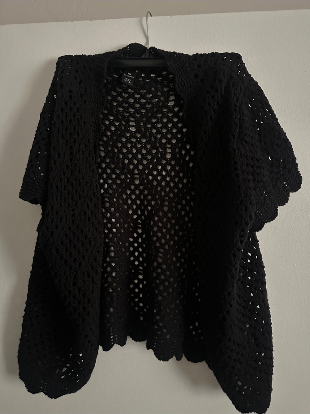 Style & Co. Black Open-Knit Short Sleeve Cardigan